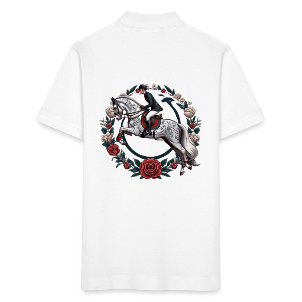 Polo Bio Unisexe "Cavalier Rose" - white