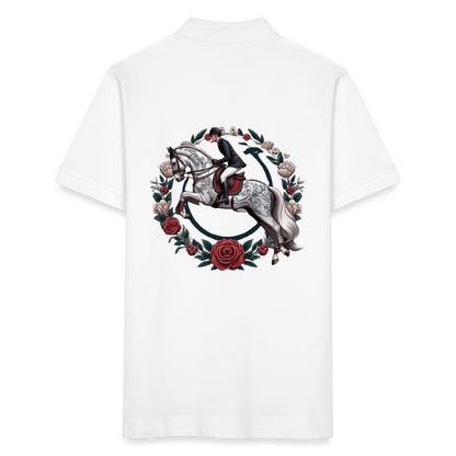 Polo Bio Unisexe "Cavalier Rose" - white