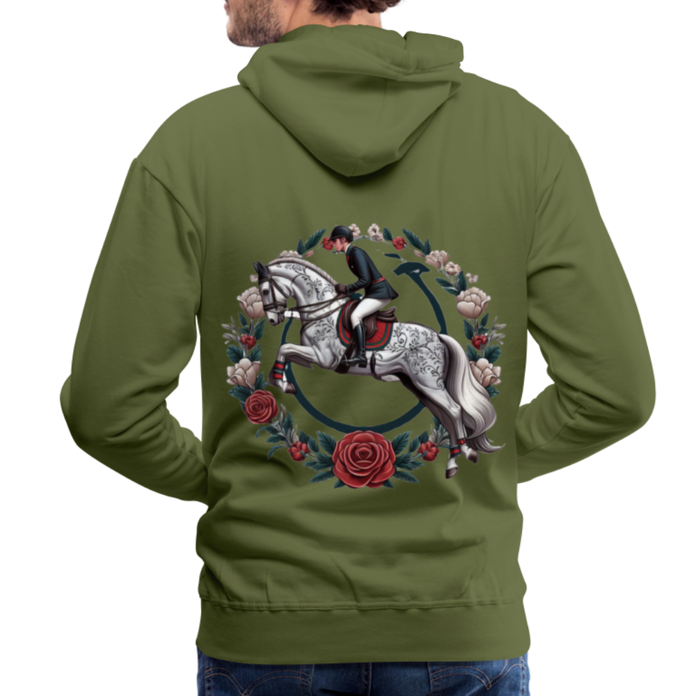 Sweat à Capuche Premium "Cavalier Rose" - olive green