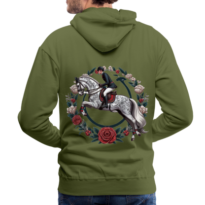 Sweat à Capuche Premium "Cavalier Rose" - olive green