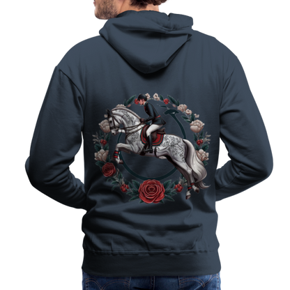 Sweat à Capuche Premium "Cavalier Rose" - navy