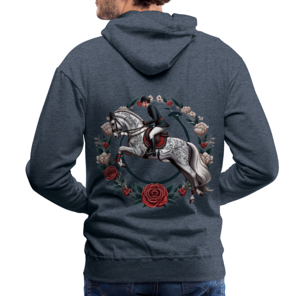 Sweat à Capuche Premium "Cavalier Rose" - heather denim