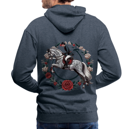 Sweat à Capuche Premium "Cavalier Rose" - heather denim