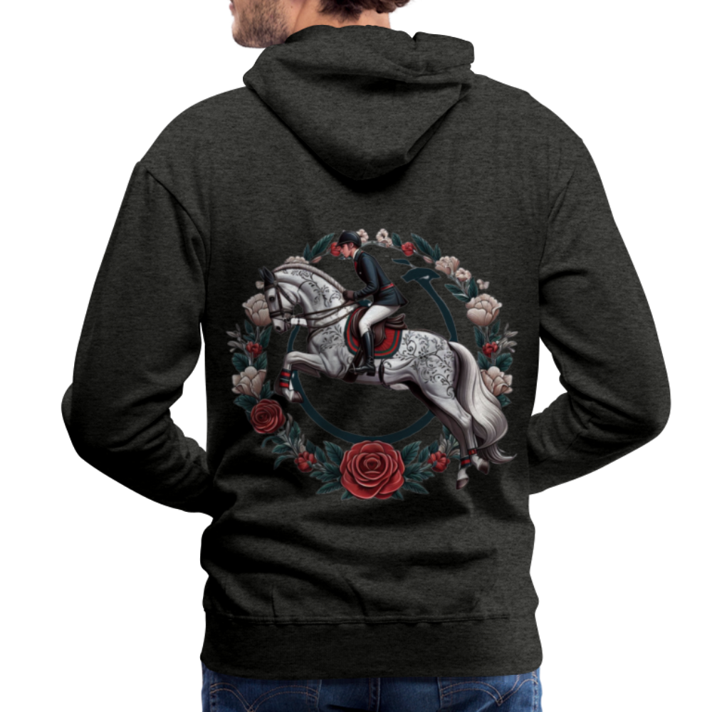 Sweat à Capuche Premium "Cavalier Rose" - charcoal grey