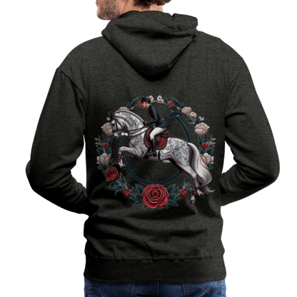 Sweat à Capuche Premium "Cavalier Rose" - charcoal grey